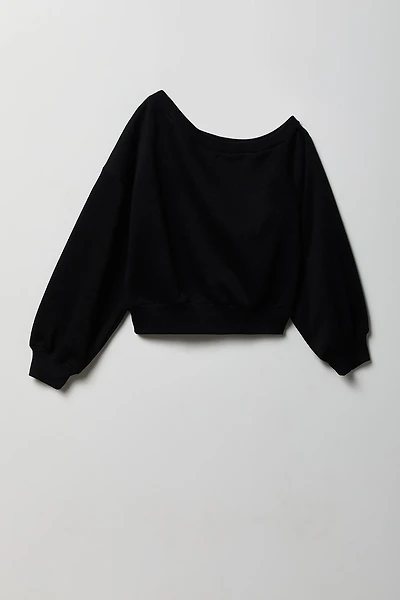 Girls One Shoulder Fleece Sweatshirt