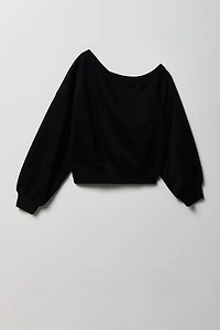 Girls One Shoulder Fleece Sweatshirt