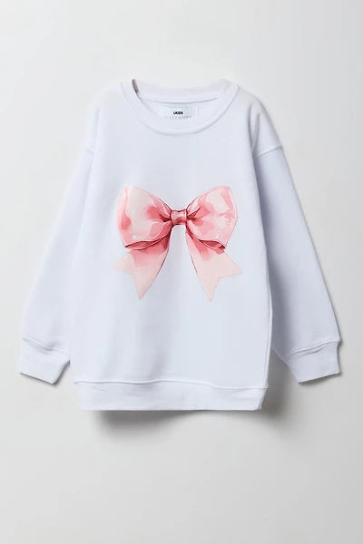 Bow Graphic Oversized Fleece Sweatshirt