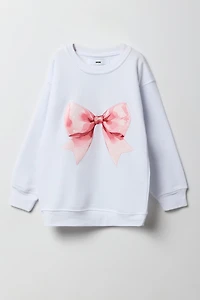 Bow Graphic Oversized Fleece Sweatshirt