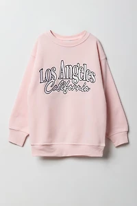Chandail surdimensionné en molleton avec motif brodé Los Angeles sergé