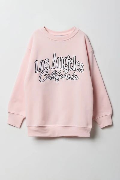 Los Angeles Twill Embroidered  Oversized Fleece Sweatshirt