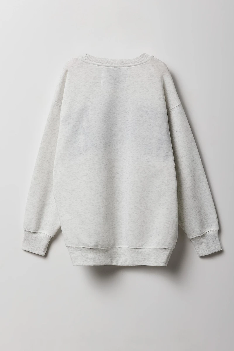 Chandail en molleton surdimensionné à broderie chenille City pour filles