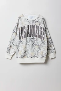 Chandail en molleton surdimensionné à imprimé camouflage et broderie pour filles