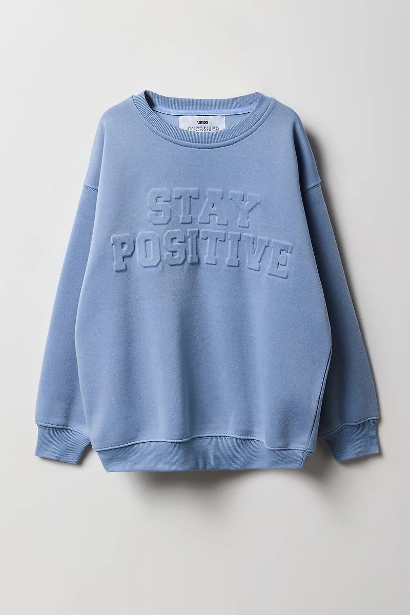 Chandail en molleton surdimensionné à imprimé relief Positivity pour filles