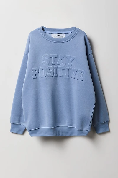 Girls Positivity Puff Print Oversized Fleece Sweatshirt