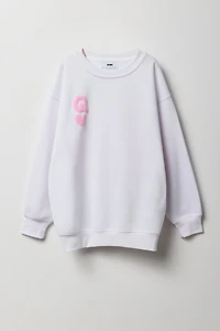 Chandail en molleton surdimensionné à imprimé relief Queen pour filles
