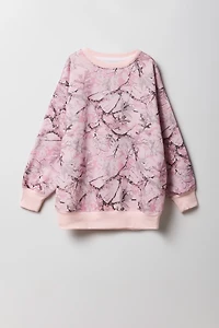 Chandail en molleton surdimensionné à broderie camo pour filles