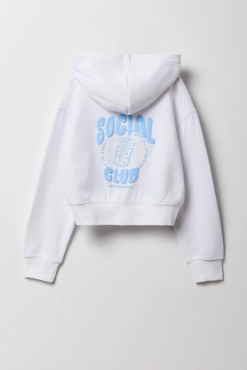 Girls Graphic Fleece Zip-Up Hoodie