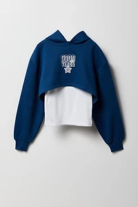 Ensemble avec haut court à capuchon et débardeur pour fille