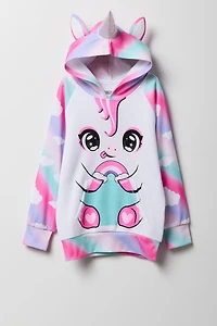 Kids Rainbow Unicorn Fleece Character Hoodie