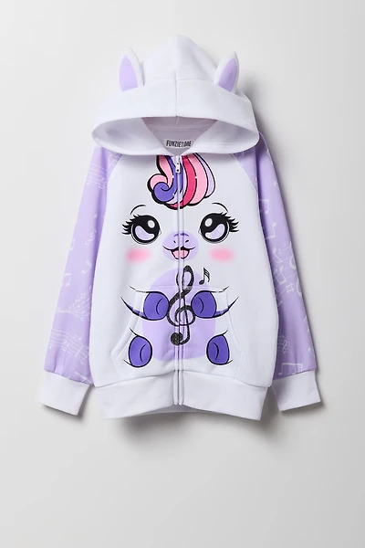 Kids Musical Unicorn Fleece Zip-Up Character Hoodie