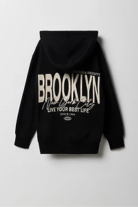 Girls Oversized Graphic Fleece Hoodie