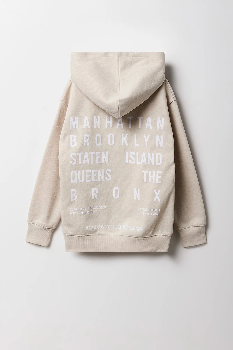 Girls Oversized Graphic Fleece Hoodie