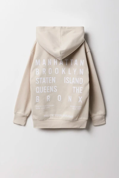 Girls Oversized Graphic Fleece Hoodie