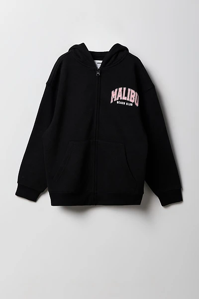 Haut à capuchon en molleton surdimensionné motif pour filles