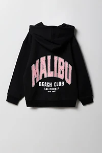 Girls Fleece Graphic Oversized Zip-Up Hoodie