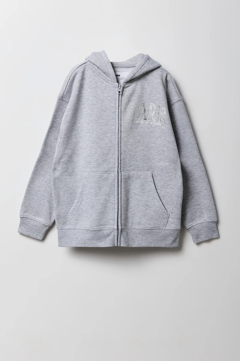 Haut à capuchon en molleton surdimensionné motif pour filles