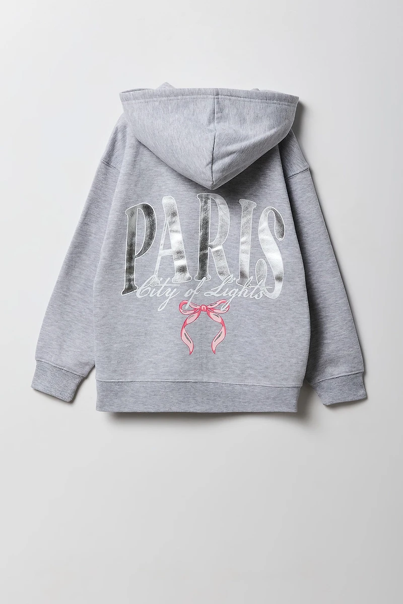 Haut à capuchon en molleton surdimensionné motif pour filles