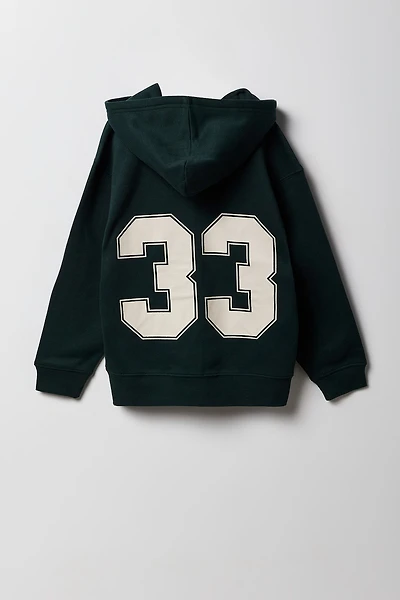 Girls Fleece Graphic Oversized Zip-Up Hoodie