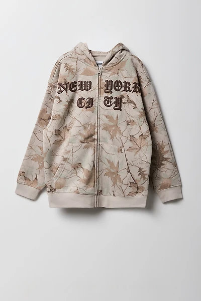Haut à capuchon en molleton surdimensionné motif pour filles