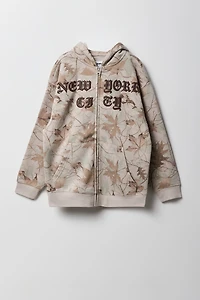 Haut à capuchon en molleton surdimensionné motif pour filles