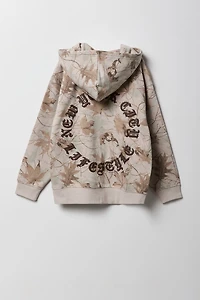 Haut à capuchon en molleton surdimensionné motif pour filles
