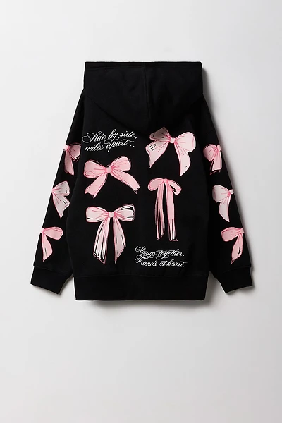 Girls Oversized Graphic Zip-Up Fleece Hoodie