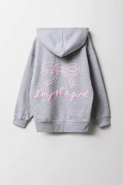 Haut à capuchon en molleton surdimensionné glissière et imprimé pour filles