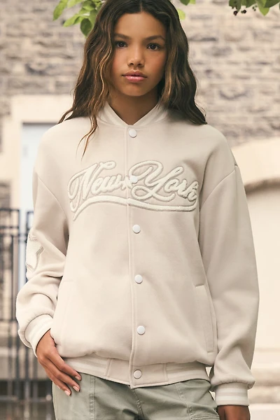 Girls City Graphic Fleece Varsity Jacket