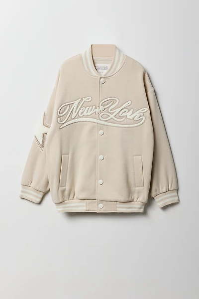 Girls City Graphic Fleece Varsity Jacket
