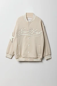Girls City Graphic Fleece Varsity Jacket