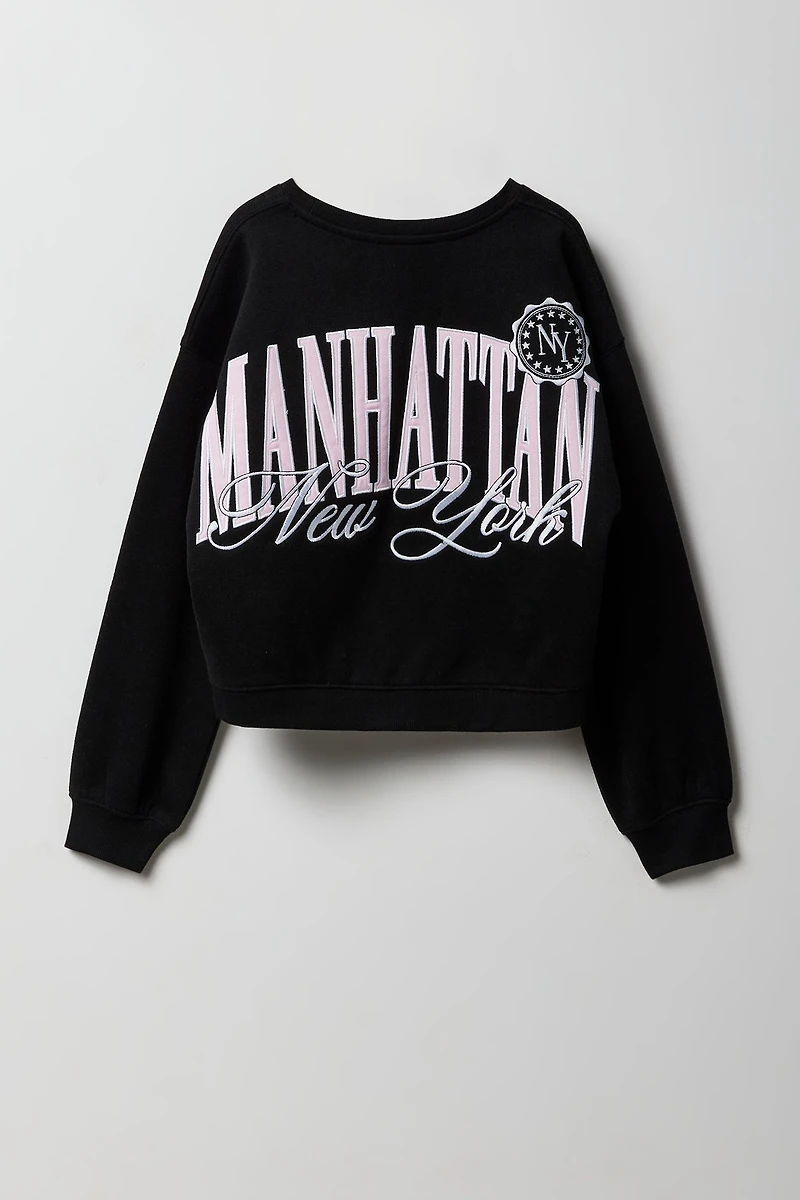Girls City Embroidered Fleece Sweatshirt