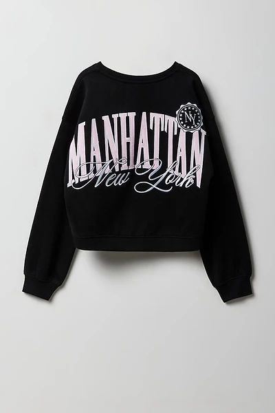 Girls City Embroidered Fleece Sweatshirt