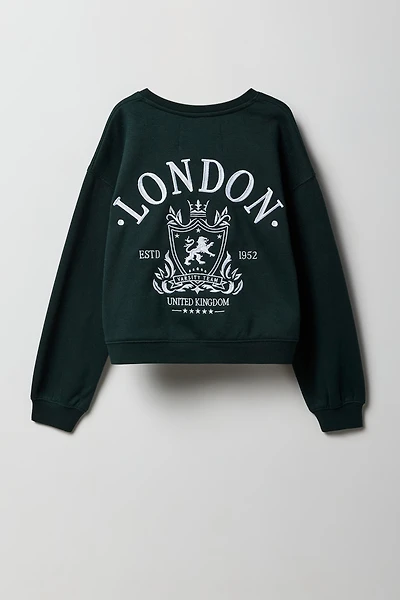 Girls City Embroidered Fleece Sweatshirt