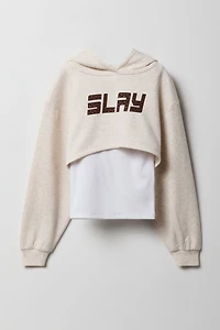 Girls Slay Graphic Cropped Fleece Hoodie & Tank 2 Piece Set