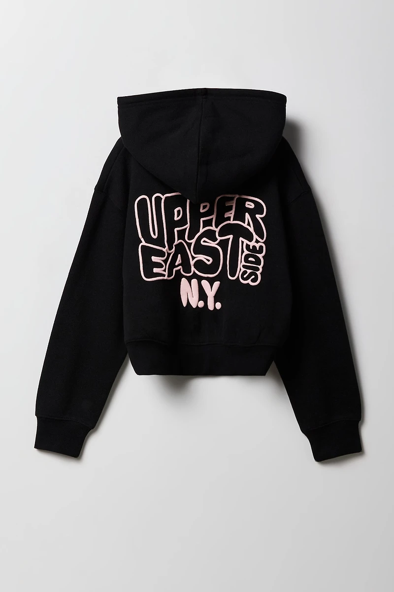 Girls Fleece Puff Print Zip-Up Hoodie