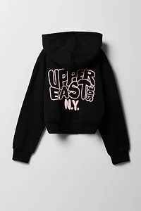 Girls Fleece Puff Print Zip-Up Hoodie