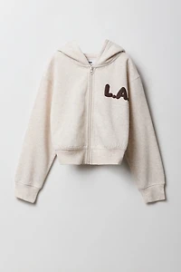 Haut à capuchon en molleton imprimé relief pour filles