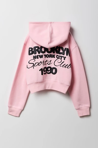 Girls Fleece Puff Print Zip-Up Hoodie