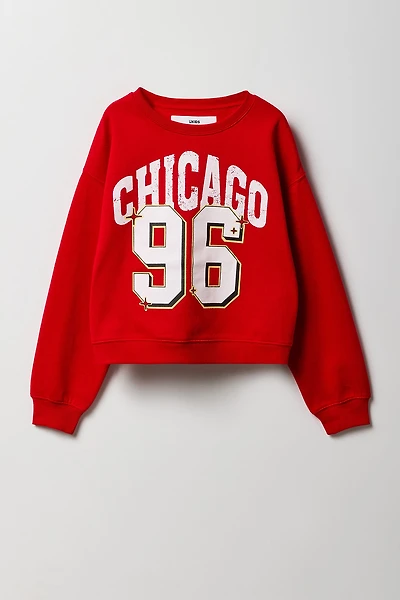 Chandail en molleton avec imprimé de style universitaire pour fille