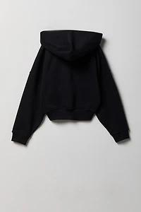 Haut surdimensionné à capuchon en molleton de luxe avec fermeture glissière pour fille