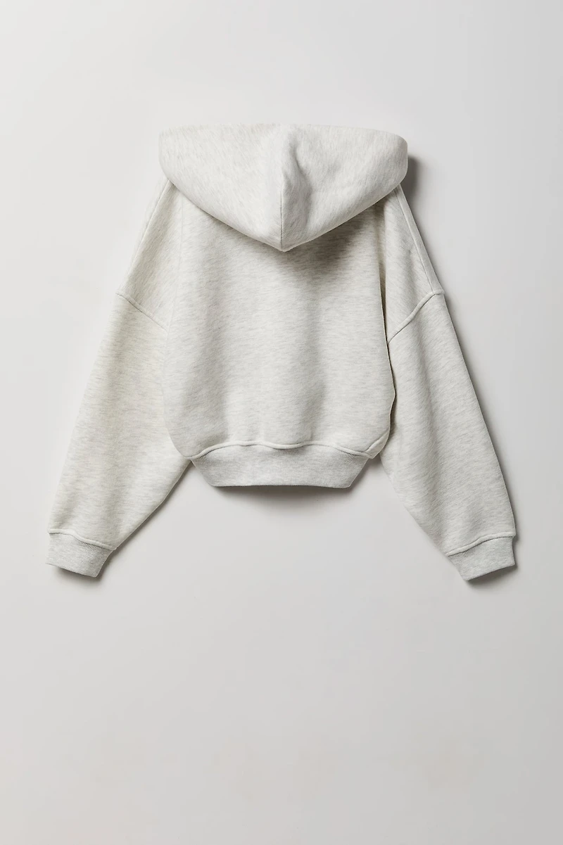 Haut surdimensionné à capuchon en molleton de luxe avec fermeture glissière pour fille