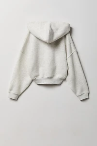 Haut surdimensionné à capuchon en molleton de luxe avec fermeture glissière pour fille