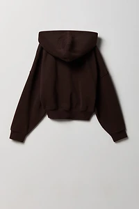 Haut surdimensionné à capuchon en molleton de luxe avec fermeture glissière pour fille
