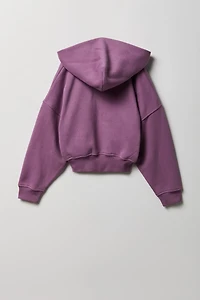Haut surdimensionné à capuchon en molleton de luxe avec fermeture glissière pour fille