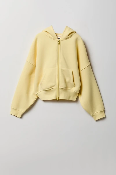 Haut surdimensionné à capuchon en molleton de luxe avec fermeture glissière pour fille