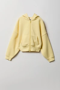 Haut surdimensionné à capuchon en molleton de luxe avec fermeture glissière pour fille