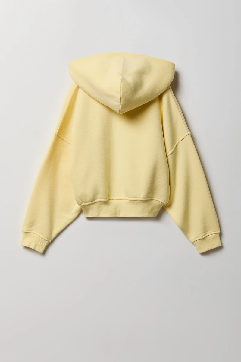 Haut surdimensionné à capuchon en molleton de luxe avec fermeture glissière pour fille