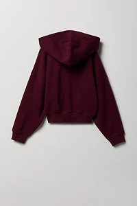 Haut surdimensionné à capuchon en molleton de luxe avec fermeture glissière pour fille